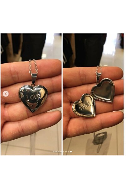 Love Written Photo Heart Necklace with Puttable Cover