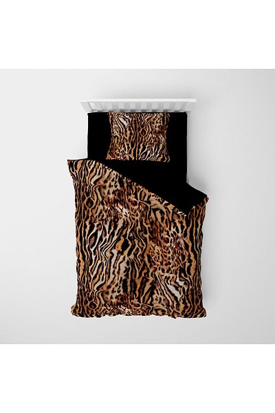 MonoHome Zebra Brown Single Duvet Cover Set - 100% Cotton Satin