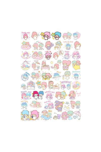 Ororabutik Σετ αυτοκόλλητων 49 τμχ Kawai Little Twin Stars Hello Kitty - Σετ αυτοκόλλητων Scrapbook Bullet Journal