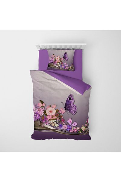 MonoHome Butterfly Single Duvet Cover Set - 100% Cotton Satin Mother's Day