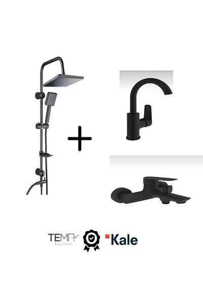 KALE Tandem Bathroom +Rotary Sink Battery and Tema 53243-2m Top Shower Set