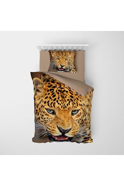 MonoHome Single 100% Cotton Satin Duvet Cover Set - Tiger