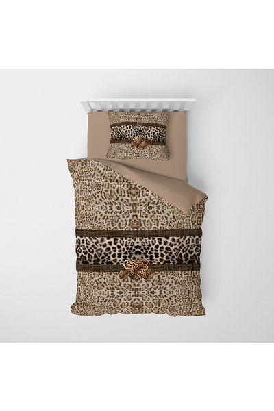 MonoHome Leopard Print 100% Cotton Satin Single Duvet Cover Set