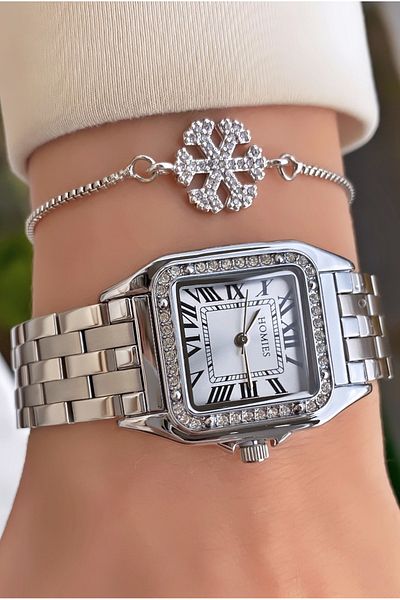 Homies Brand Silver Color Waterproof Women's Wristwatch - With Bracelet Gift