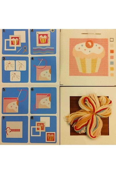 Anchor First Kit 10X10Cm Cake Patterned Tapestry Embroidery Set with Rope Included