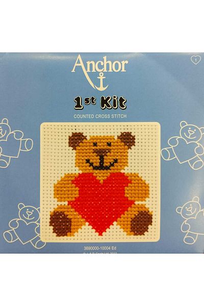 Anchor First Kit 10X10Cm Bear Pattern Countable Cross Stitch Embroidery Set Including Rope