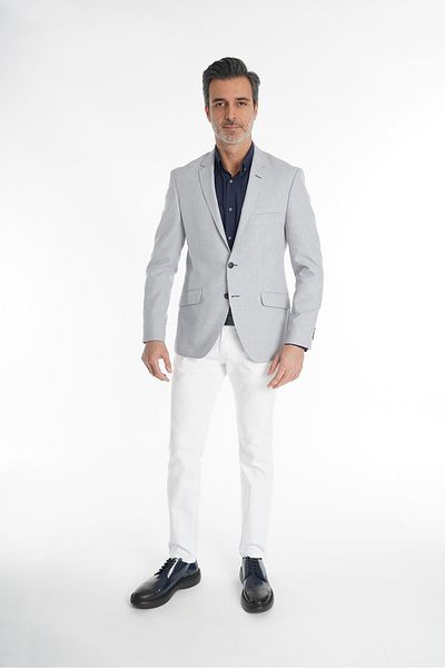 intersivin İntersivin Slim Fit Half Lined Men's Blazer with Handkerchief Single Jacket