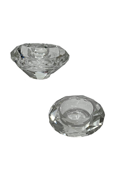 Hasyılmaz Faset Kesim Kristal Cam Tealight Mumluk 7x4 cm (1 Adet)