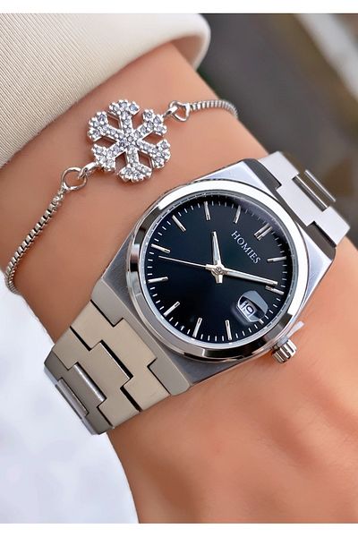 Homies Brand Silver Color Waterproof Women's Wristwatch - With Bracelet Gift