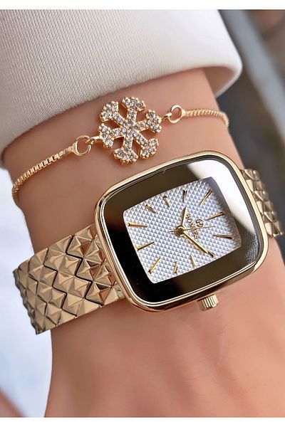 Homies Brand Gold Color Waterproof Women's Wristwatch - With Bracelet Gift
