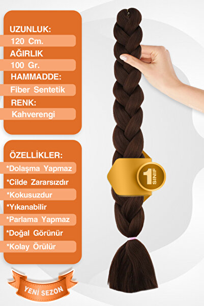 KONAK PERUK Afrika Örgüsü Rasta Ve Box Braid Için Sentetik Saç - Kahverengi