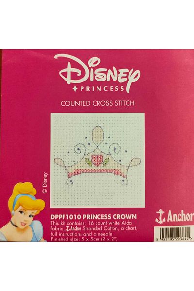 Anchor 5X5Cm Disney Princess Crown Pattern Countable Cross Stitch Embroidery Set Including Rope