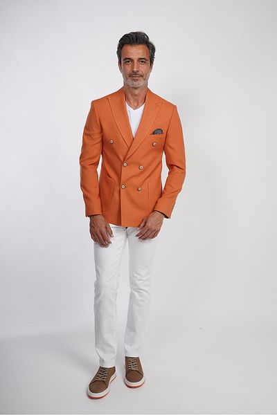 intersivin Men's Tile Blazer - Intersivin 6 Drop Double Breasted with Handkerchief, Single Jacket