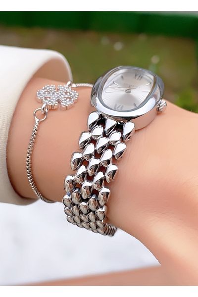 Homies Brand Silver Color Waterproof Women's Wristwatch - With Bracelet Gift