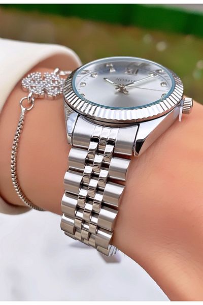 Homies Brand Silver Color Waterproof Women's Wristwatch - With Bracelet Gift