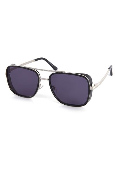 Di Caprio Silver Black Side Closed Iconic Square Model Unisex Sunglasses