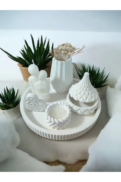 MECora Design Dekoratif Tepsi ve Aksesuar Seti - Şık ve Modern Tasarım Mum De...