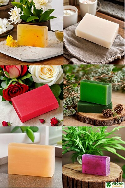 bermark مجموعة صابون حمام نباتي 100% بزيت النبات والجلسرين - 6 قطع من الصابون الطبيعي الاقتصادي