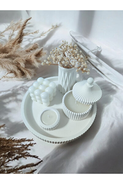MECora Design Dekoratif Kokulu ve Bubble Mum Detaylı Vazo Seti-Modern ve zarif