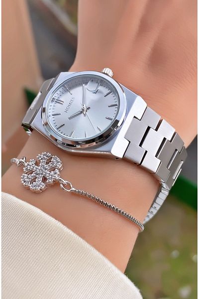 Homies Brand Silver Color Waterproof Women's Wristwatch - With Bracelet Gift