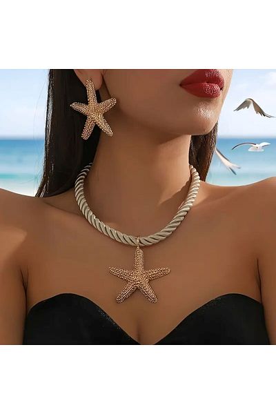 Minnoş Dükkan Starfish Necklace Earring Set