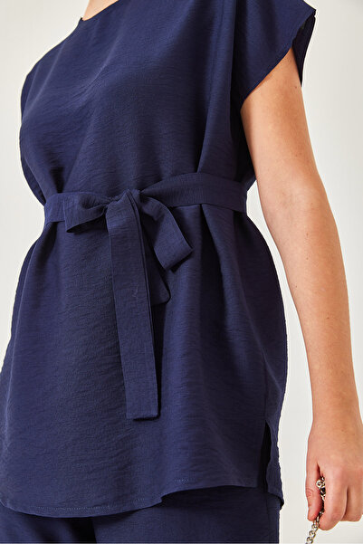 Bianco Lucci Linen Belted Palazzo Trousers Set - Ayrobin 60323 60271039