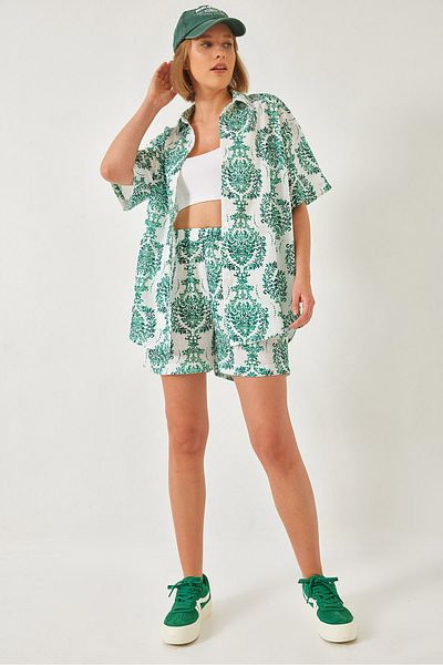 Bianco Lucci Women's Tropical Print Shirt and Shorts Set - 60255 60271035