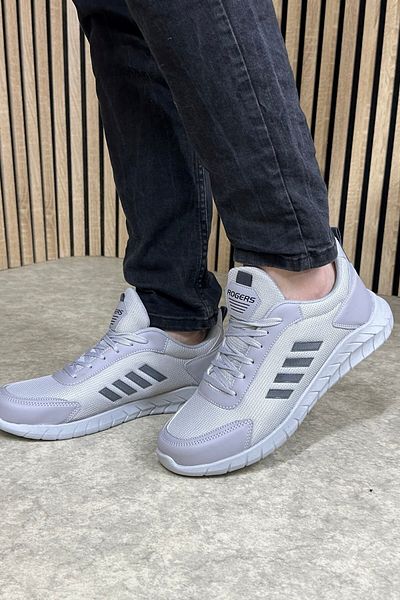 Allyup Casual ανδρικά Ice Grey Lace-up ελαφριά άνετα αθλητικά παπούτσια περπατήματος με λεπτομέρεια ραφής