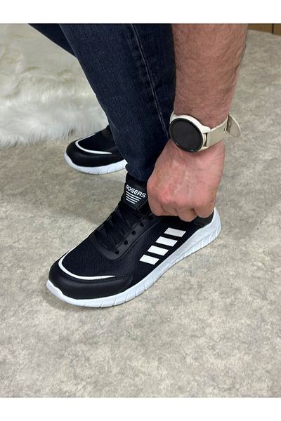 Allyup Casual ανδρικά ασπρόμαυρα κορδόνια ελαφριά άνετα αθλητικά παπούτσια περπατήματος με λεπτομέρεια ραφής