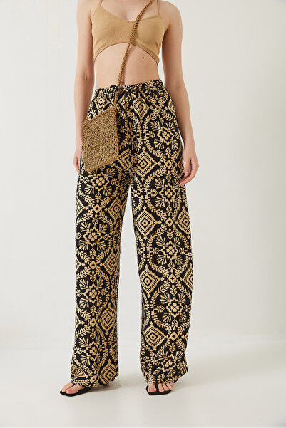 Bianco Lucci Dámské viskózové kalhoty se zavazováním v pase 60261353