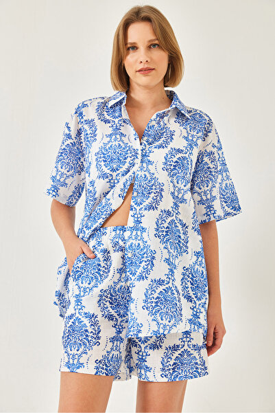 Bianco Lucci Women's Tropical Print Shirt and Shorts Set - 60255 60271035