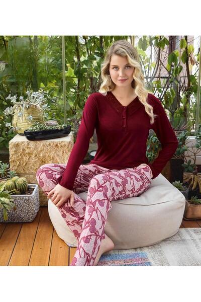 İpek Women's Long Sleeve Lace Pajama Set