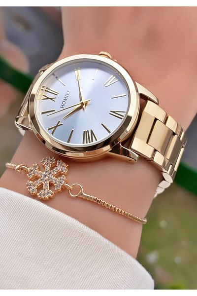 Homies Brand Gold Color Waterproof Women's Wristwatch - Bracelet 0850hms011273