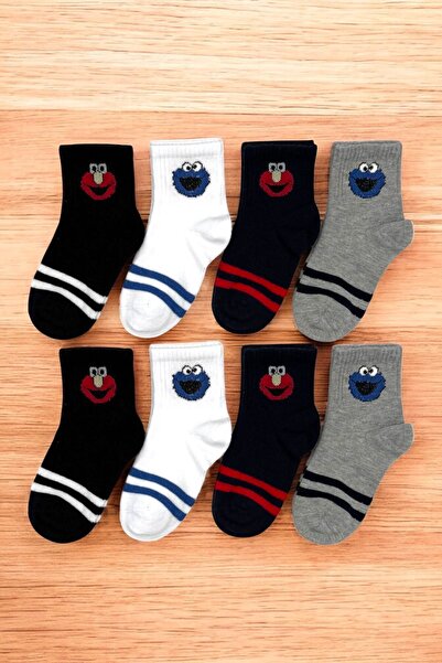 tibo 8 чифта безшевни детски чорапи с шарка на бисквитно чудовище