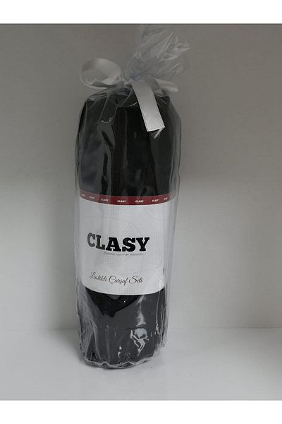 Clasy Black Ranforce Elastic Single Sheet Set