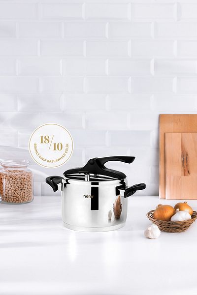 Nehir Silver Trend Stainless Steel 4 Liter Pressure Cooker