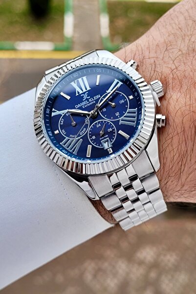 Daniel Klein Kadranı Lacivert Kordonu Gümüş Renk 42 mmErkek Kol Saati