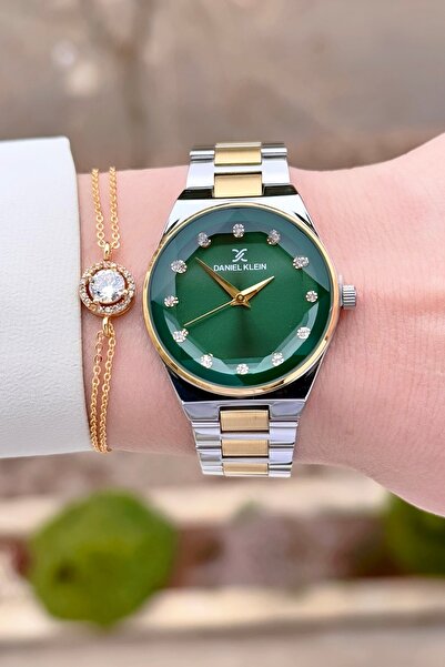 Daniel Klein Kadranı Yeşil Kordonu Sarı Silver Renk 24 Ay Garantili Kadın Kol...