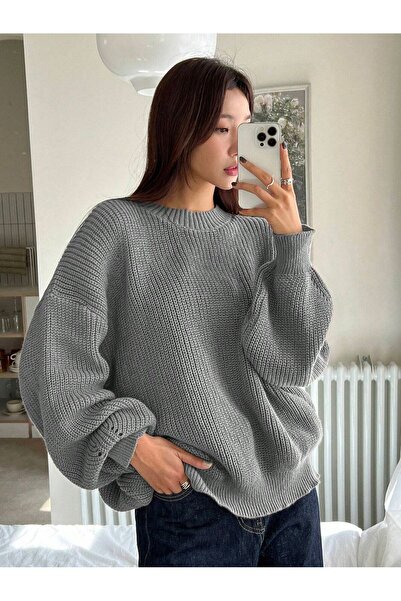 moda mh Ženski džemper Oversize kroj Selanik pletenje