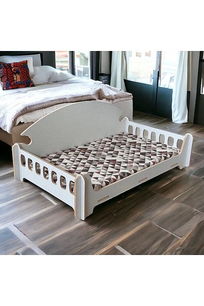 ED PET DİZAYN Ergonomic Cat Dog Bed - 40*70 cm Cotton with Washable Duck Fabric and Cushion