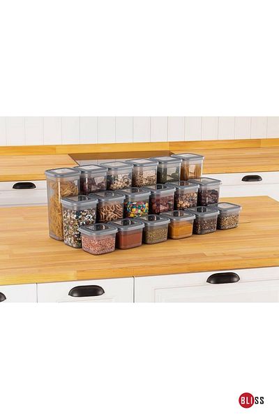 Bliss Set of 18 Rectangular Storage Containers Food Supply Spice Rack Storage Container Kitchen Dowry