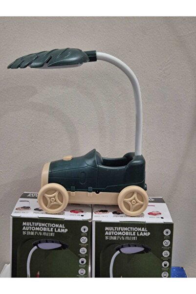 Genel Markalar Yeşil sevimli antika araba temalı masa lambası, kalemlik ve telefon tutucu