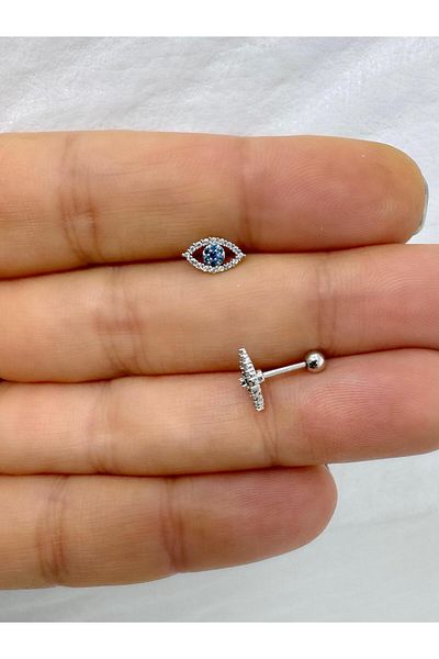 Arescollection Zircon Stone Eye Piercing Earring 1 Piece
