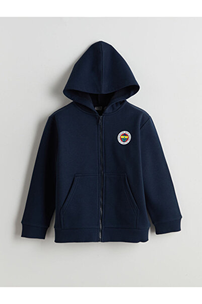 LC Waikiki Lcw Hooded Printed Boy's Thick Zippered Sweatshirt