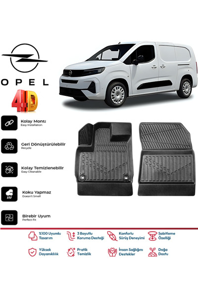 ko kaliteoto Opel Combo Panelvan 2025 Model Uyumlu 3D Havuzlu Paspas