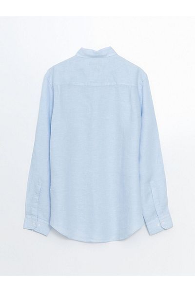 LC Waikiki Ανδρικό λινό μακρυμάνικο πουκάμισο SOUTHBLUE Regular Fit