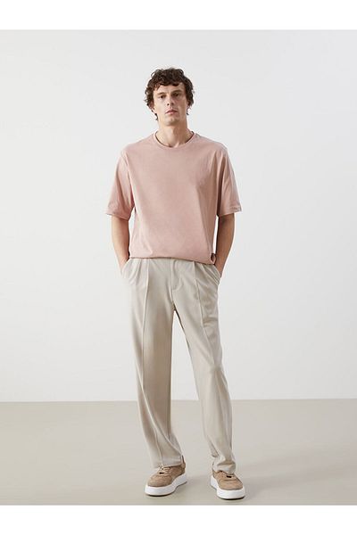 LC Waikiki Basic Plum Crew Neck Combed Cotton Men's T-Shirt