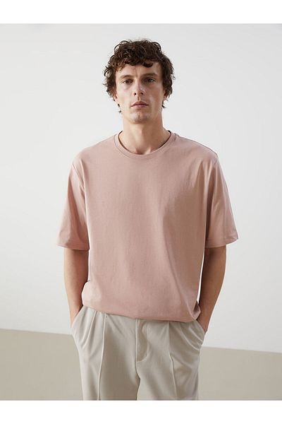 LC Waikiki Basic Plum Crew Neck Combed Cotton Men's T-Shirt