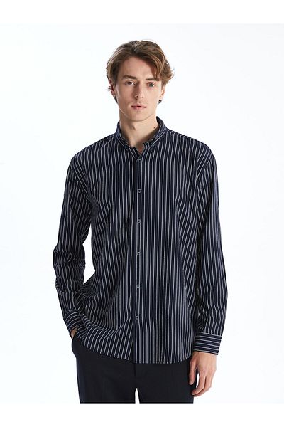 LC Waikiki Ανδρικό μακρυμάνικο ριγέ πουκάμισο LCW Vision Regular Fit