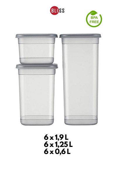 Bliss Set of 18 Rectangular Storage Containers Food Supply Spice Rack Storage Container Kitchen Dowry